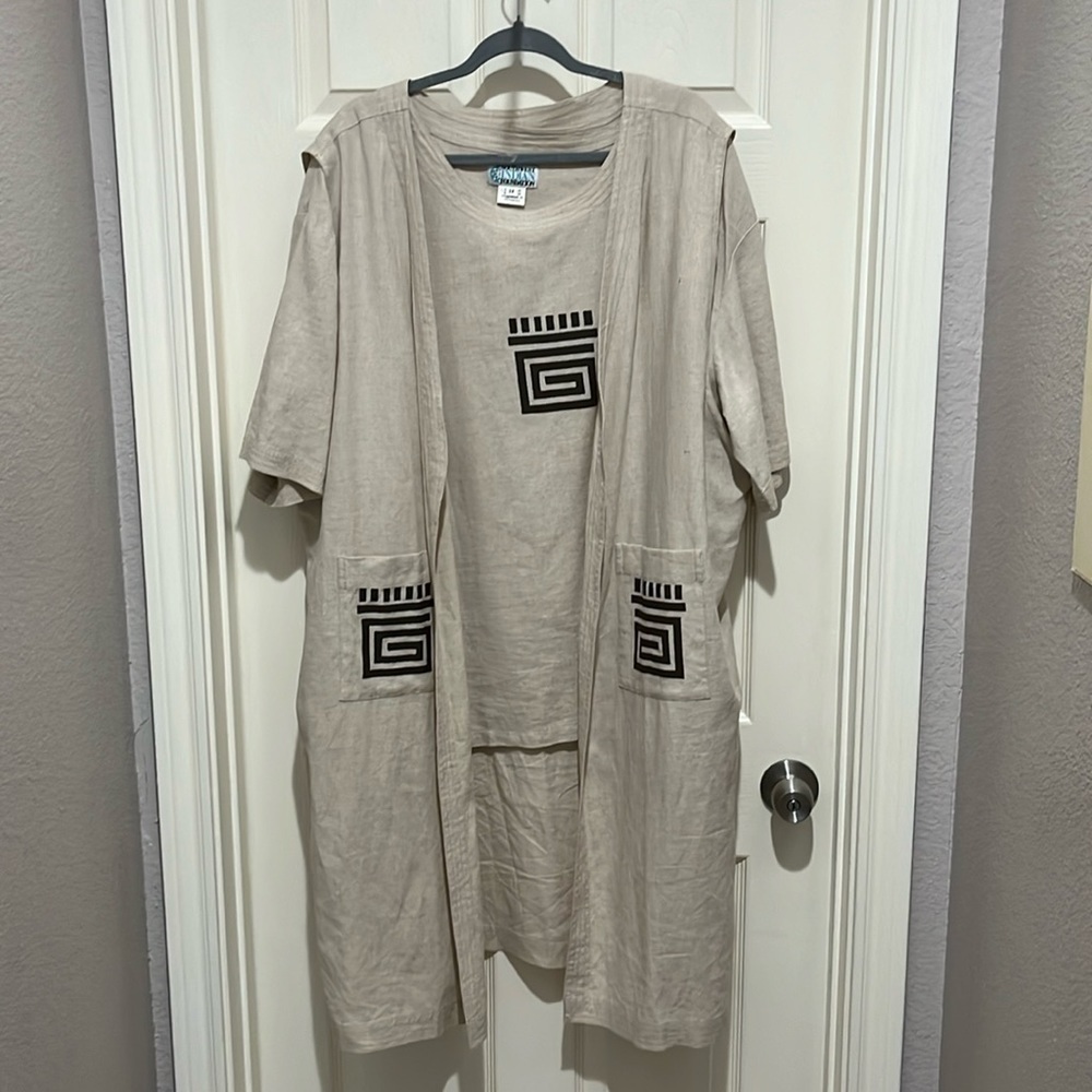 Southwest Indian Foundation Two Easy Pieces  Short Sleeve Shirt and Long Vest